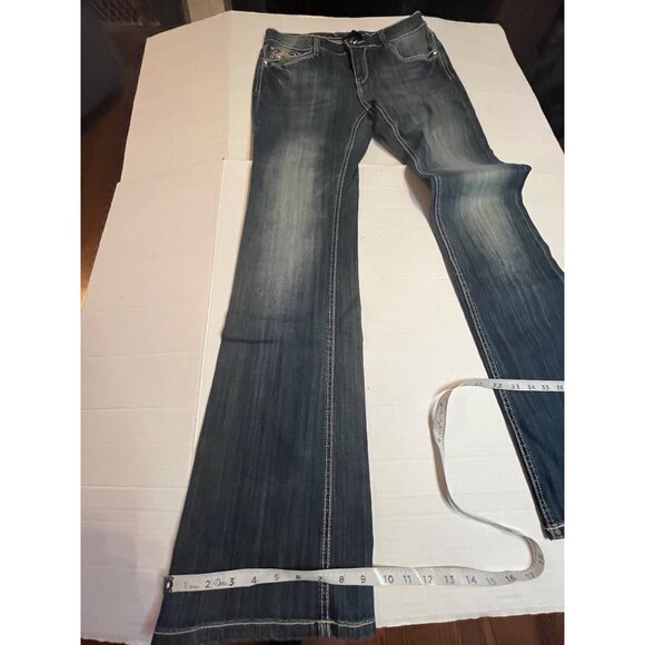 Cello Womens Embellished Bootcut Jeans 11 Denim Embroidery Rhinestone Accents - Picture 12 of 12